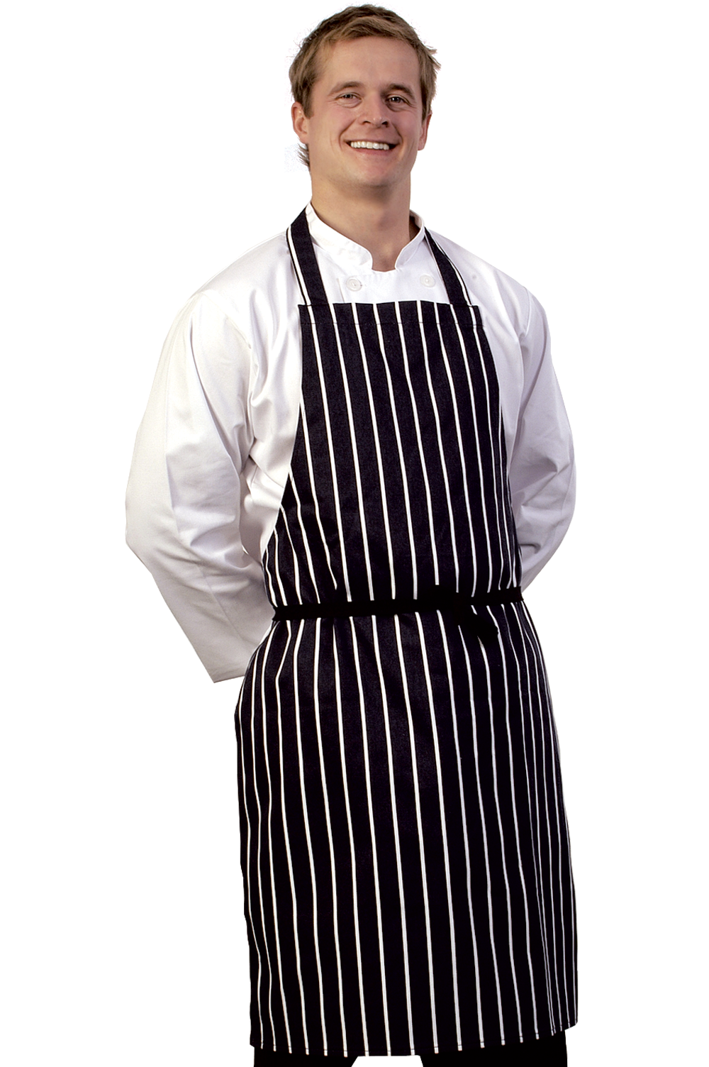Classic Butchers Striped Bib Apron - Black